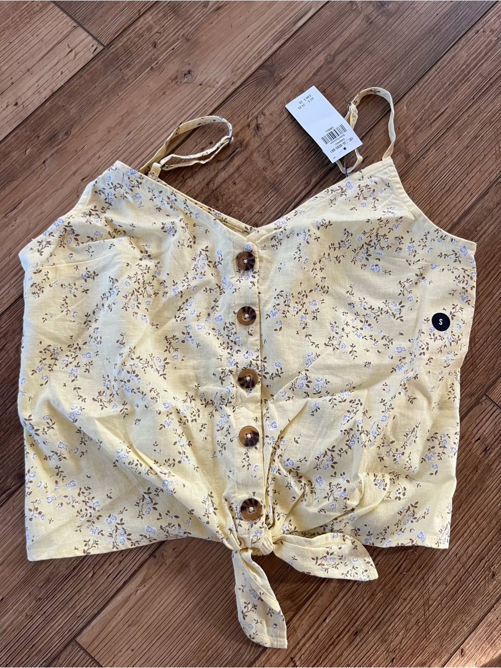 Abercrombie & Fitch Yellow Floral Tie-Hem Cami